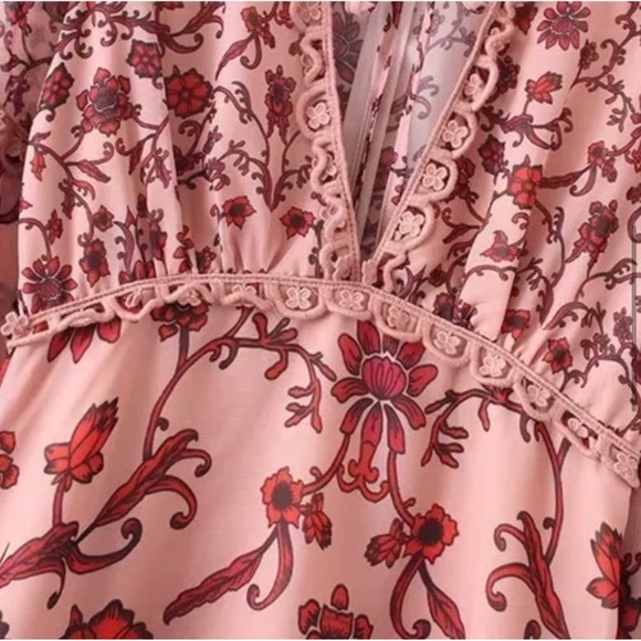 Saffron Burnout Floral Silk Blend Dress - M, NWT - Picture 5 of 14